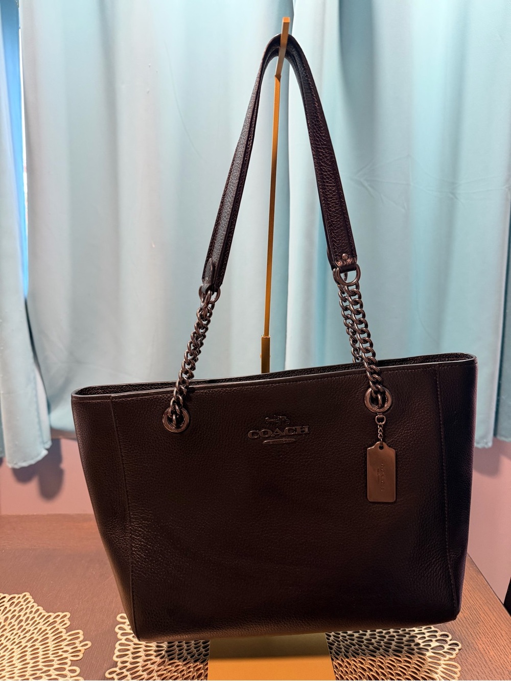 Coach Cammie Chain Tote C8147 Black Gunmetal